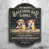Family Backyard Bar & Grill - Gift For Dog Lovers, Personalized Shaped Door Sign