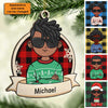 African American Kids Celebrate Christmas - Personalized Custom Wood Shaped Christmas Ornament