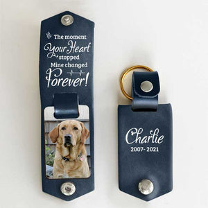 The Moment Your Heart Stopped - Personalized PU Leather Keychain - Upload Image, Memorial Gift, Sympathy Gift