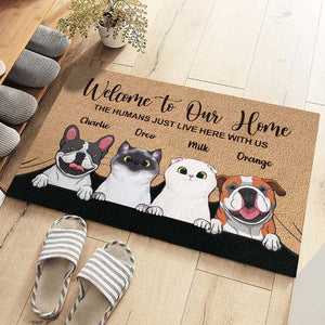 Welcome To The Pet Home - Funny Personalized Pet Decorative Mat (Cat & Dog).