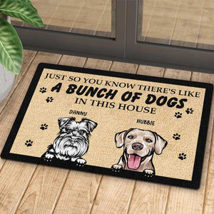 A Bunch Of Dogs In This House - Personalized Decorative Mat.