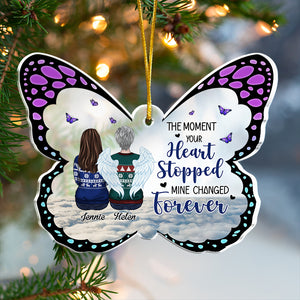 Once By My Side, Forever In My Heart - Personalized Custom Butterfly Shaped Acrylic Christmas Ornament - Memorial Gift, Sympathy Gift, Christmas Gift