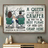 A Queen Of The Camper And The Best Flame Of Her Life Camp Here - Gift For Camping Couples, Personalized Horizontal Poster