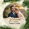 Two Souls One Heart - Personalized Custom Round Shaped Ceramic Photo Christmas Ornament - Upload Image, Gift For Couple, Husband Wife, Anniversary, Engagement, Wedding, Marriage Gift, Christmas Gift