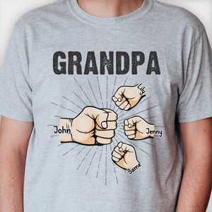 Grandpa Papa & Kids Fist Bump - Gift For Dad, Grandpa - Personalized Unisex T-shirt, Hoodie