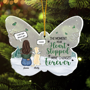 The Moment Your Heart Stopped, Mine Changed Forever - Personalized Custom Butterfly Shaped Acrylic Christmas Ornament - Memorial Gift, Sympathy Gift, Christmas Gift