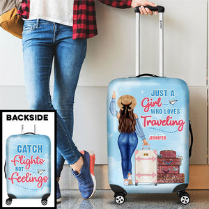 Catch Flights, Not Feelings - Gift For Bestie, Personalized Luggage Cover