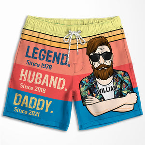 Legend Husband Wife Dad Mom - Personalized Couple Beach Shorts - Gift For Couples, Husband Wife