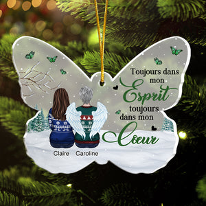 Tes ailes étaient prêtes mais mon cœur n'était pas - French Personalized Custom Butterfly Shaped Acrylic Christmas Ornament - Memorial Gift, Sympathy Gift, Christmas Gift