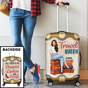 Travel Queen - Personalized Luggage Cover - Gift For Bestie