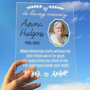 For Every Time You Think Of Me, I'm Right Here Inside Your Heart - Upload Image - Personalized Acrylic Plaque