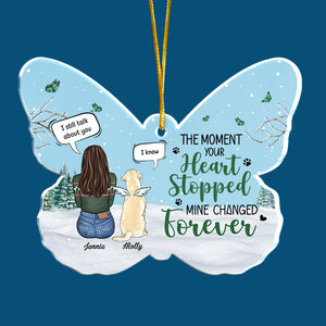 The Moment Your Heart Stopped, Mine Changed Forever - Personalized Custom Butterfly Shaped Acrylic Christmas Ornament - Memorial Gift, Sympathy Gift, Christmas Gift