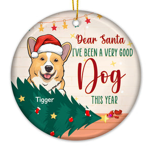 Dear Santa Naughty Nice We Tried - Dog & Cat Personalized Custom Ornament - Ceramic Round Shaped - Upload Image, Christmas Gift For Pet Owners, Pet Lovers