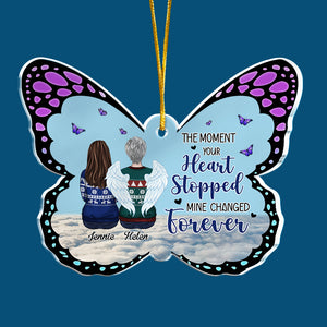 Once By My Side, Forever In My Heart - Personalized Custom Butterfly Shaped Acrylic Christmas Ornament - Memorial Gift, Sympathy Gift, Christmas Gift