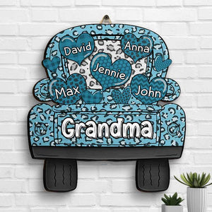 Grandma Truck Loading Heart - Gift For Mom, Grandma - Personalized Shaped Wood Sign.