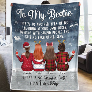 Here's Another Year Bonding Together - Bestie Personalized Custom Blanket - Christmas Gift For Best Friends, BFF, Sisters