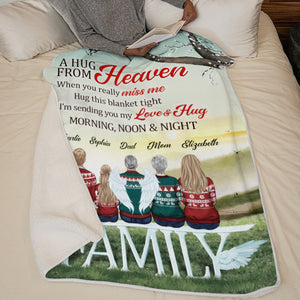 A Hug From Heaven Found Deep Inside To Always Remind You I'm Here By Your Side - Memorial Personalized Custom Blanket - Sympathy Gift, Christmas Gift For Family Members