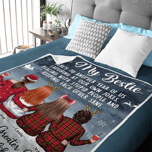 Here's Another Year Bonding Together - Bestie Personalized Custom Blanket - Christmas Gift For Best Friends, BFF, Sisters