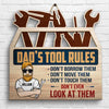 Dad's Tool Rules - Gift For Dad, Grandpa - Personalized Shaped Wood Sign