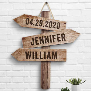 You Belong With Me - Gift For Couples, Personalized Shaped Wood Sign.