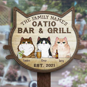 Welcome To The Catio - Gift For Cat Lovers, Personalized Shaped Wood Sign.
