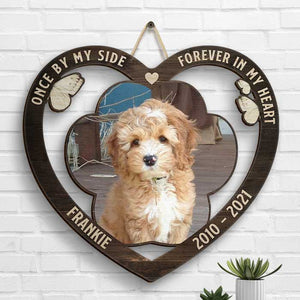 Forever In My Heart, Pet Paw - Upload Image, Personalized Shaped Wood Sign.