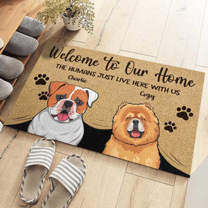 Welcome To Our Home - Gift For Dog Lovers, Personalized Decorative Mat.