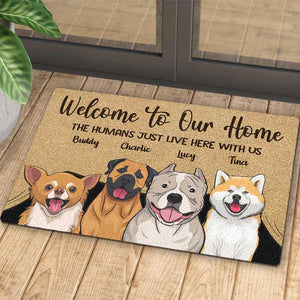 Welcome To Our Home - Gift For Dog Lovers, Personalized Decorative Mat.