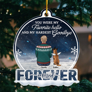 No Longer By My Side But Forever In My Heart - Memorial Personalized Custom Ornament - Acrylic Snow Globe Shaped - Sympathy Gift, Christmas Gift For Pet Owners, Pet Lovers