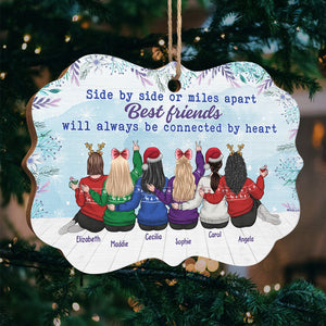 Best Friends Will Always Be Connected By Heart - Personalized Custom Benelux Shaped Wood Christmas Ornament - Gift For Bestie, Best Friend, Sister, Birthday Gift For Bestie And Friend, Christmas Gift