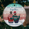 We Celebrate Christmas Together - Personalized Custom Round Shaped Ceramic Christmas Ornament - Gift For Couple, Husband Wife, Anniversary, Engagement, Wedding, Marriage Gift, Christmas Gift