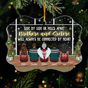 Brothers And Sisters Will Always Be Connected By Heart - Personalized Custom Benelux Shaped Acrylic Christmas Ornament - Gift For Siblings, Christmas Gift