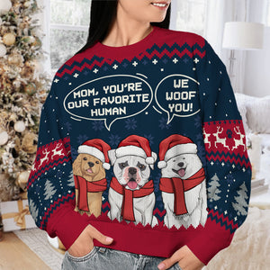 You're Our Favorite Human - Dog Personalized Custom Ugly Sweatshirt - Unisex Wool Jumper - Christmas Gift For Pet Owners, Pet Lovers