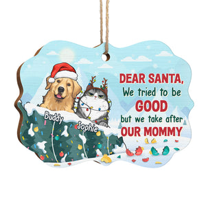 On The Naughty List & Regret Nothing - Dog & Cat Personalized Custom Ornament - Wood Benelux Shaped - Christmas Gift For Pet Owners, Pet Lovers