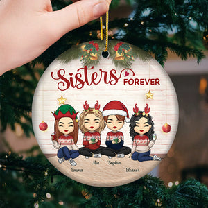 We're Friends Forever - Bestie Personalized Custom Ornament - Ceramic Round Shaped - Christmas Gift For Best Friends, BFF, Sisters