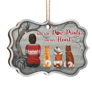You Left Paw Prints On My Heart - Personalized Custom Benelux Shaped Wood Christmas Ornament - Memorial Gift, Sympathy Gift, Christmas Gift