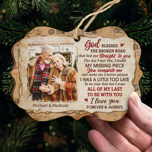 You're My Missing Piece - Personalized Custom Benelux Shaped Wood Photo Christmas Ornament - Upload Image, Gift For Couple, Husband Wife, Anniversary, Engagement, Wedding, Marriage Gift, Christmas Gift
