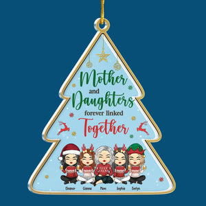 The Love Between A Mother & Daughters Is Forever - Family Personalized Custom Ornament - Acrylic Christmas Tree Shaped - Christmas Gift For Daughter From Mother