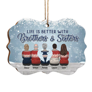 Brothers And Sisters Never Apart, Maybe In Distance But Never At Heart - Personalized Custom Benelux Shaped Wood, Aluminum Christmas Ornament - Gift For Siblings, Christmas New Arrival Gift