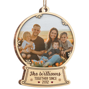 Family Together Since - Personalized Custom Snow Globe Shaped Wood Photo Christmas Ornament - Upload Image, Gift For Family, Christmas Gift