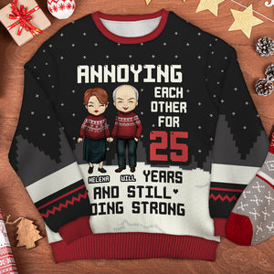 Annoying Each Other - Personalized Custom Unisex Ugly Christmas Sweatshirt, Wool Sweatshirt, All-Over-Print Sweatshirt - Gift For Couple, Husband Wife, Anniversary, Engagement, Wedding, Marriage Gift, Christmas Gift