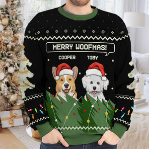 Merry Woofmas - Dog Personalized Custom Ugly Sweatshirt - Unisex Wool Jumper - Christmas Gift For Pet Owners, Pet Lovers