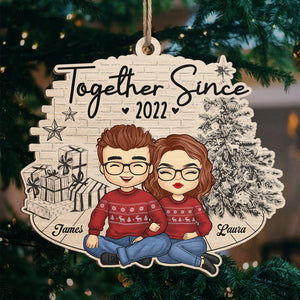 You & Me We Got This Together Since - Couple Personalized Custom Ornament - Wood Unique Shaped - Christmas Gift For Husband Wife, Anniversary