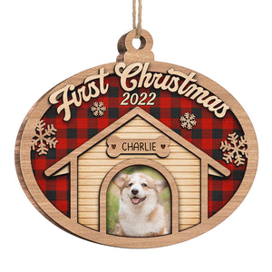 First Christmas Together - Personalized Custom Bauble Shaped Wood Photo Christmas Ornament - Upload Image, Gift For Pet Lovers, Christmas Gift