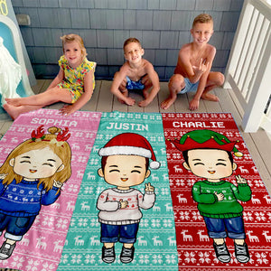 Christmas Is Coming To Town - Personalized Custom Beach Towel - Gift For Family, Gift For Kids, Christmas Gift