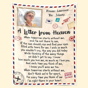 For Every Time You Think Of Me I'm Right There In Your Heart - Memorial Personalized Custom Blanket - Upload Image, Sympathy Gift, Christmas Gift For Family Members