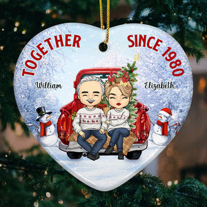 Since We've Been Together - Personalized Custom Heart Shaped Ceramic Christmas Ornament - Gift For Couple, Husband Wife, Anniversary, Engagement, Wedding, Marriage Gift, Christmas Gift