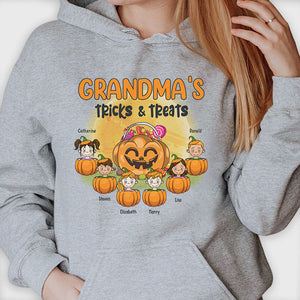 Grandma's Tricks & Treats - Personalized Custom Unisex T-Shirt, Hoodie, Sweatshirt - Gift For Grandma, Grandparents, Halloween Gift