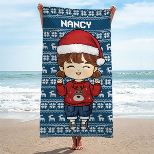 Christmas Is Coming To Town - Personalized Custom Beach Towel - Gift For Family, Gift For Kids, Christmas Gift