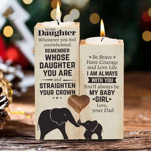 Straighten Your Crown, My Baby Girl - Family Candle Holder - Christmas Gift For Daughter From Dad